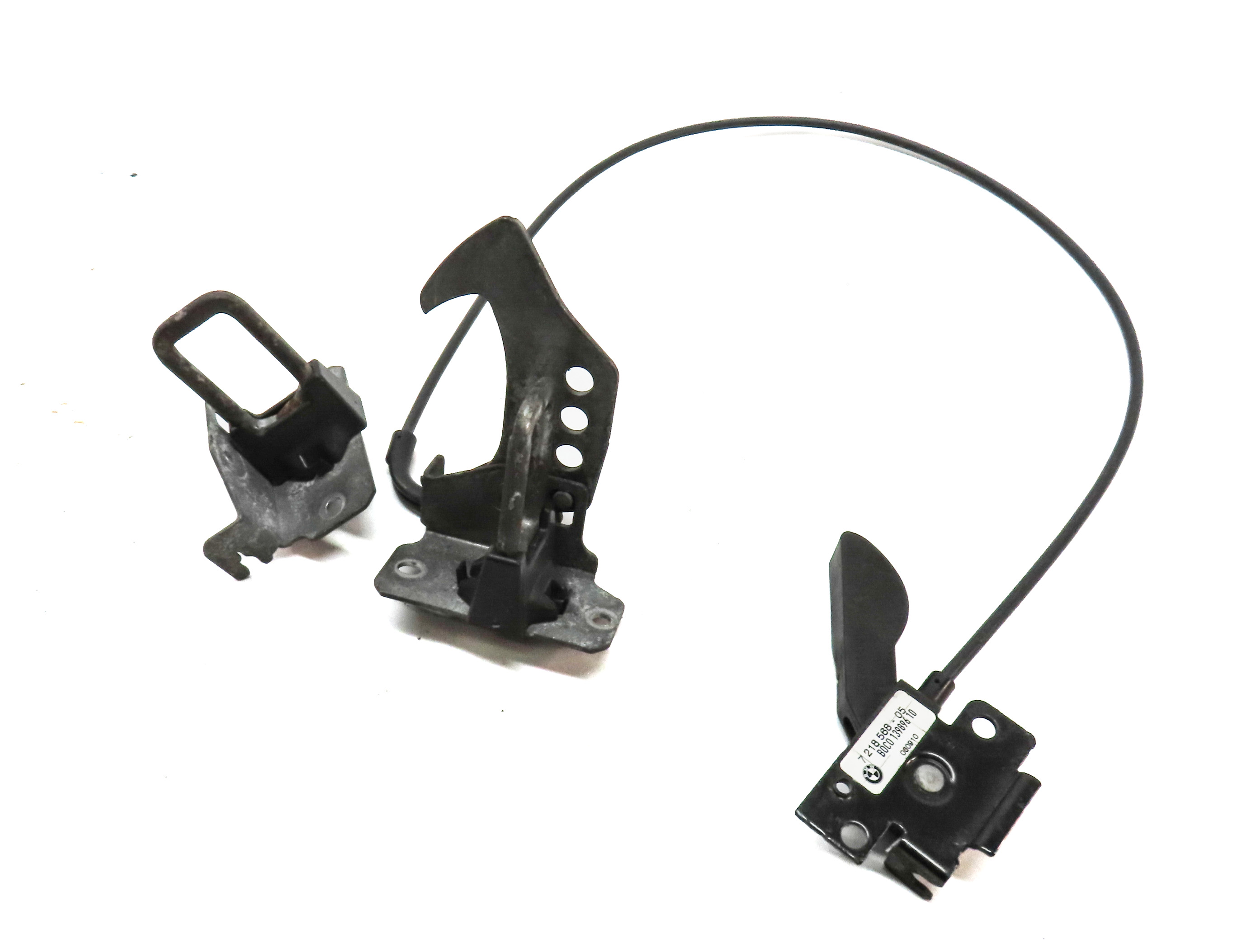 2011 BMW X3 (F25) HOOD SAFETY CATCH HOOK w/ RELEASE HANDLE & CABLE — exact item pictured